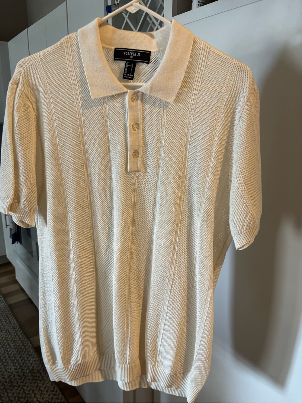 Forever 21 Men’s Cream Short-Sleeve Knit Polo
